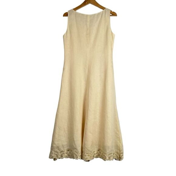 Vintage‎ Talbots Irish Linen Dress Size 8 Butter Yellow Sleeveless Lace - Picture 6 of 9